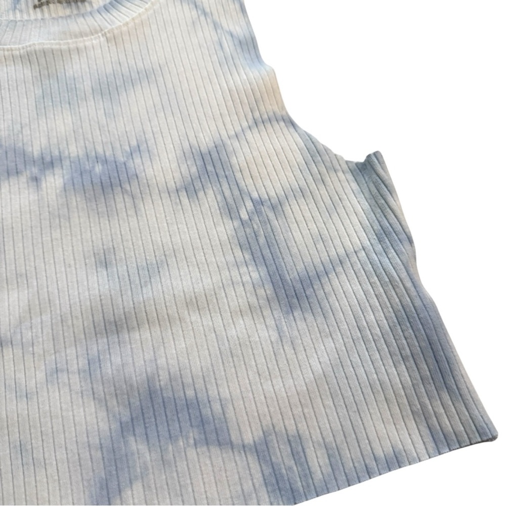 aerie Real Ribbed Boxy Blue & White Tie-Dye Tank - Picture 2 of 6